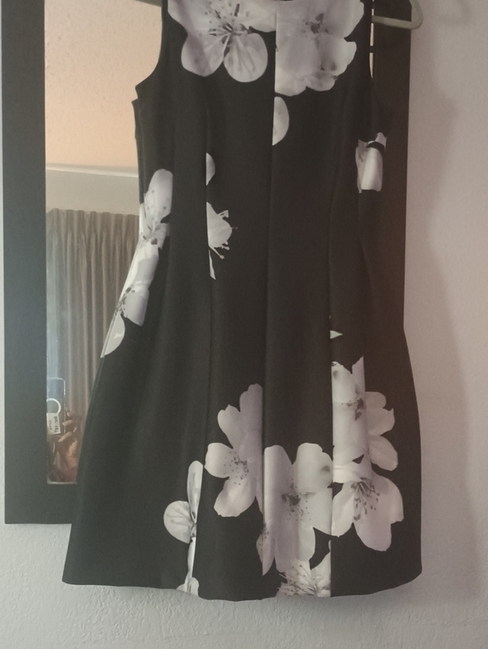 Calvin Klein Black Dress with White Floral Accents